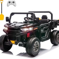 NEW - 24V 2-Seater Ride on Toys for Big Kids 4-8 Years Old, 4WD Side by Side Electric Car with Remote Control, Kids UTV with LED Lights, Music, Electr