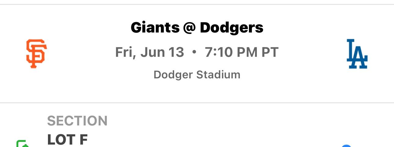 Dodger Game Premium Parking Lot F Friday 6/13
