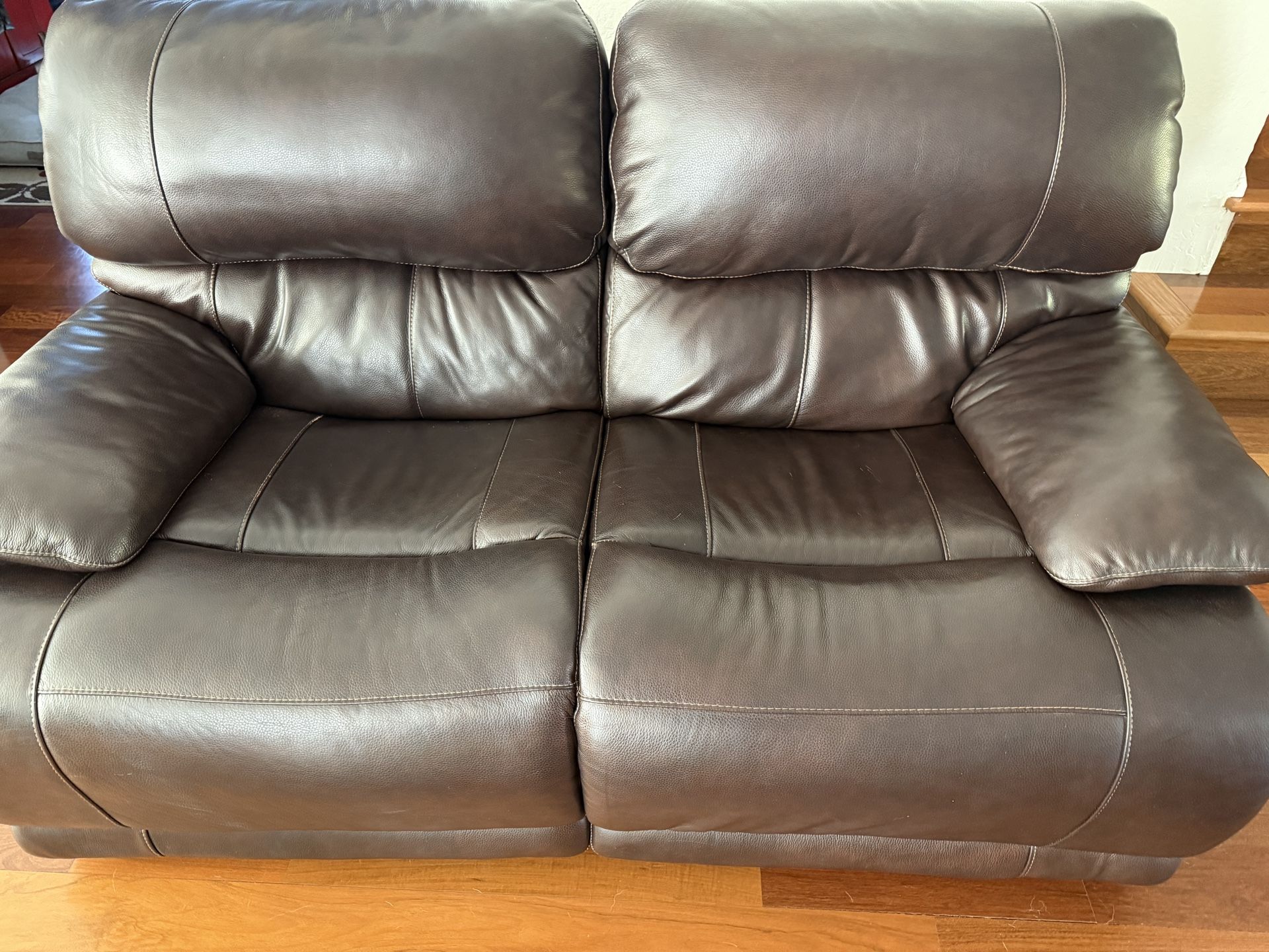Dark Brown Leather Loveseat Recliner
