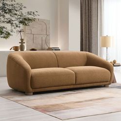 Modern Boucle Sofa Camel Brown