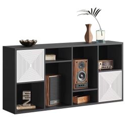 NEW922 $50  WOODEN 8-COMPARTMENT STORAGE ORGANIZER  Cube Storage Organizer with Doors: Compared with ordinary display cabinets on the market, our cube
