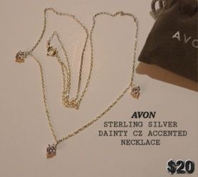 STERLING SILVER DAINTY CZ ACCENTED NECKLACE NIB