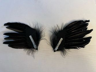 Black Feather Wing Hair Clips Set of 2