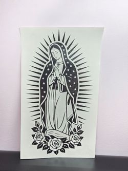 Virgen de Guadalupe/ Lady of Guadalupe Vinyl Decal – Handmade Black Outdoor Decal
