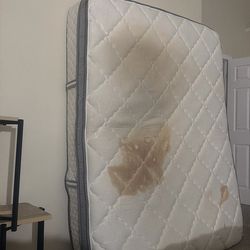 Free queen mattress and small tv stand and end tables