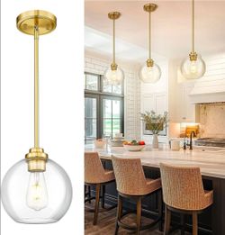 8-Inch Gold & Clear Glass Globe Pendant Light — $35