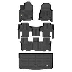 HAFIDI® Floor Mats & Cargo Liner Fit for 2022-2025 Jeep Wagoneer 8 Seats All Weather Protection TPE Anti-Slip Automotive Full Set Floor Liners Custom 