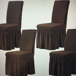 Dinning Chair Covers with Attached Skirt  Total 8 Pieces 