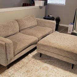 Long Couch With Ottoman