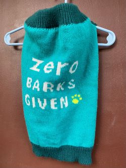 Zero Barks Given Dog Knit Sweater