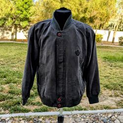 Vintage Caman Zip-Up Classic Black Retro 1980s Bomber Jacket Mens Lg Coat EUC