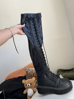 Emily - 375 Demonia over the knee Boots US 7 UK 4