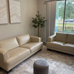 Leather sofa and love seat