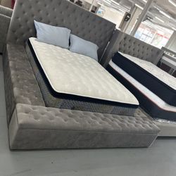 🛌🛌Tufted Bed Frame With Storage 🛌🛌