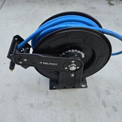 Relhost Retractable Air Hose Reel, 50 ft x 3/8 in, in Hybrid Air Hose Max 300PSI