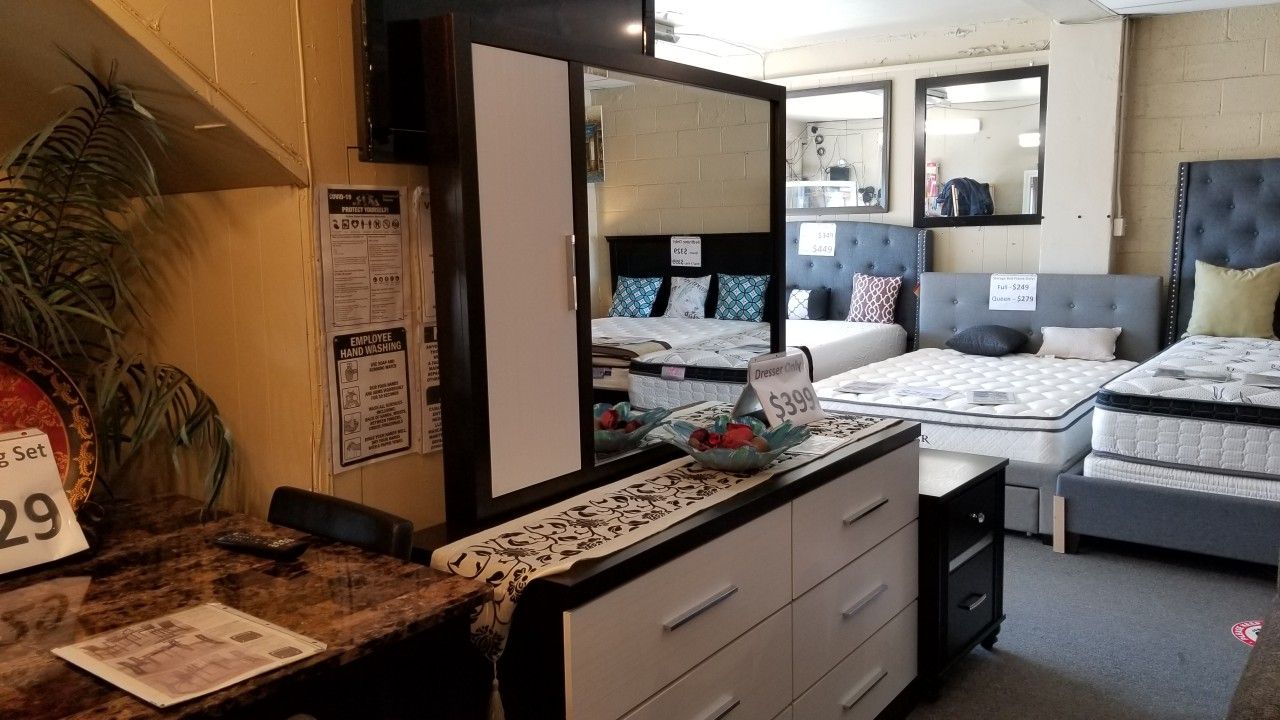 Brand new white dresser with storage mirror