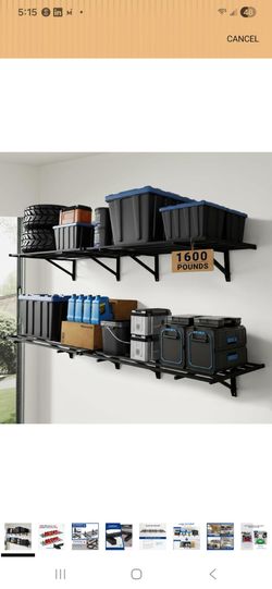 Garage Wall Shelving Rack 2 Pack FLEXIMOUNTS 2x6 Heavy Duty Storage Shelves
