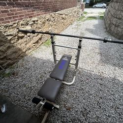Bench Press, Squat Rack, 300 Pounds In Weight (including Barbell) 