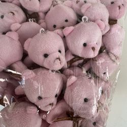 24 Pcs Teddy Bears Light Pink Color 4.7in Height With Key Chain 