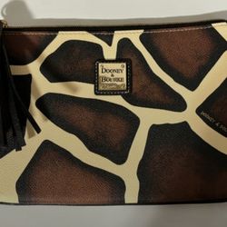 Dooney & Bourke Brown and Cream Giraffe Print Clutch