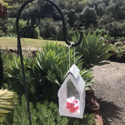 8 White Metal Solar hanging Candle holders