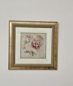 Cheri Blum Damask Rose Print On Cracked Linen 16x16