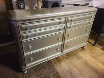 Long 6 Drawer Bejeweled Dresser