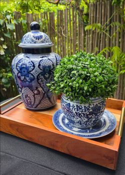 Blue and White Porcelain Ginger Jar with Lid