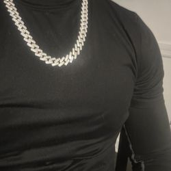 Silver 925 Plated With White Gold Moissanite Diamond Chain