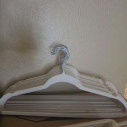 25 Velvet White Hangers Silver Hooks