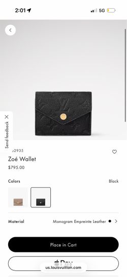 Louis Vuitton Zoé Wallet Black Monogram Empreinte