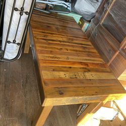 REPURPOSES SOLID WOOD DINING KITCHEN TABLE BARNYARD SHABBY CHIC WEATHERED 