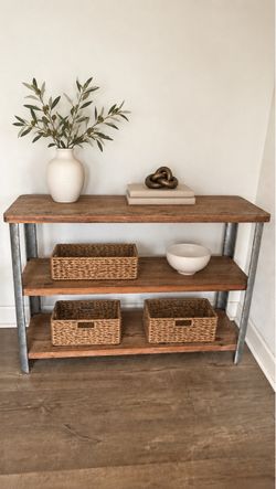 Rustic Industrial 3-Tier Wood & Metal Shelf