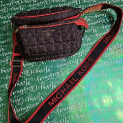 Michael Kors Slater Medium Quilted Logo Belt Bag Orange Variant