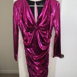 Fuscia Pink Metallic  Show Stopper Dress