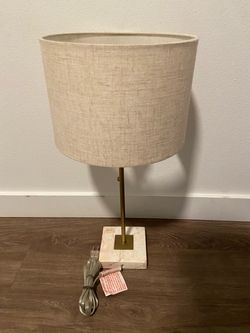 Table Lamp with Marble Base and Linen Shade