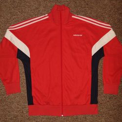 Adidas Original Beckenbauer Jacket Superstar Red White/Blk Firebird Men's Large