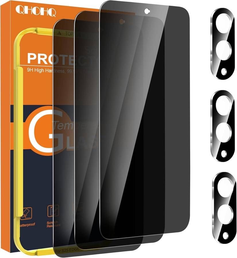 new Privacy Screen Protector for Samsung Galaxy S25 Edge + Camera Lens Protector, Top 9H+ Anti Spy Glass, Full Coverage, Ultra Durable, with Easy Inst