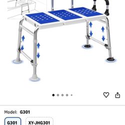 Adjustable Bath Tub Transfer Shower Bench for Inside Tub Extended Shower Chair with Adjustable Height and Reversible Backrest Handicap Bath Seat for E