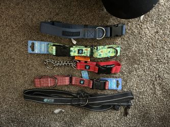 4 Dog Collars And Leash
