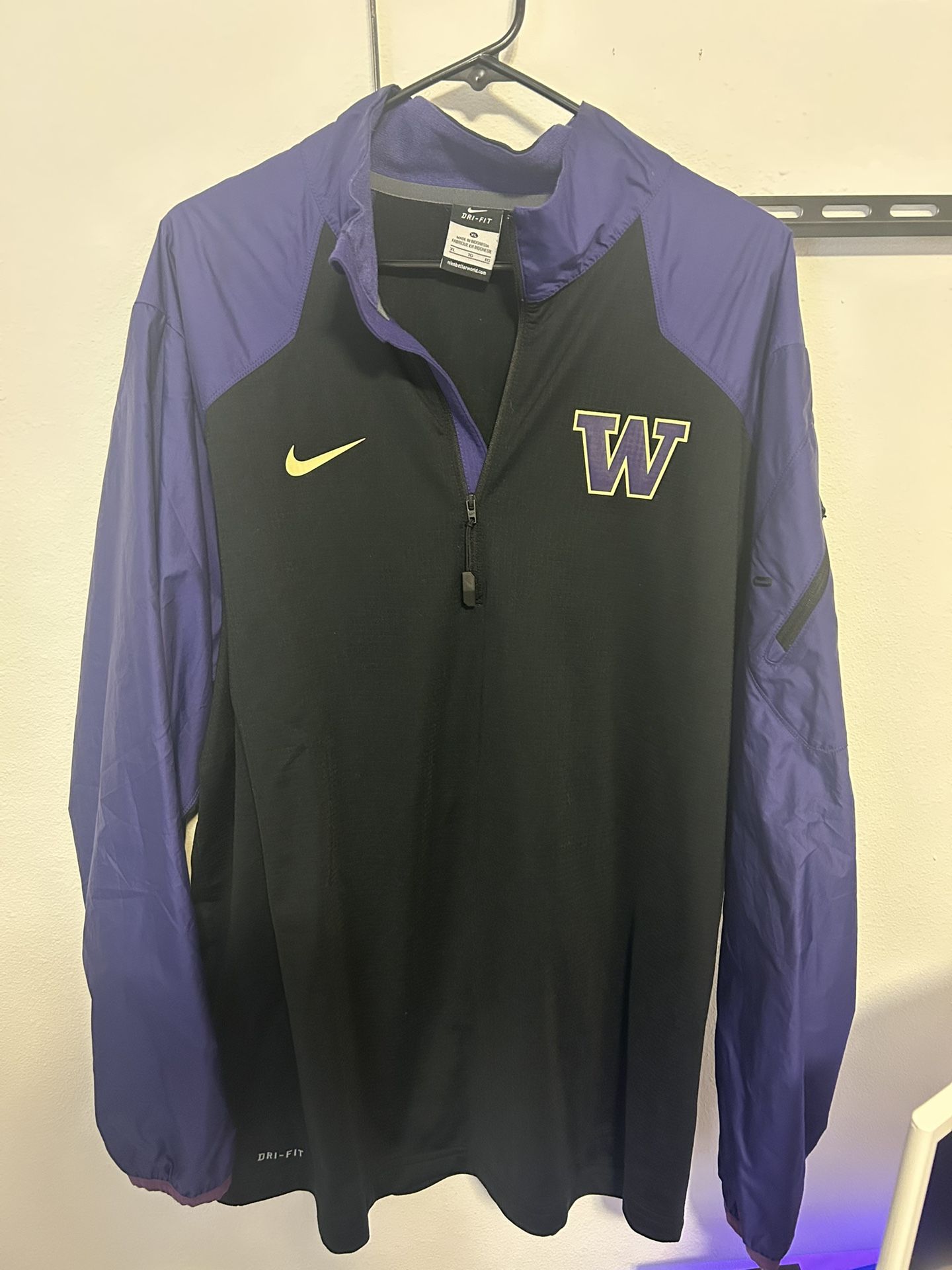 Nike Mens Washington Huskies Dri Fit Sideline Jacket 1/4 Zip Used XL Purple XL