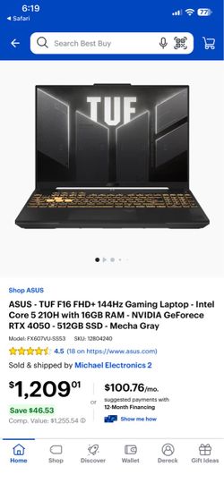 ASUS TUF F16 Gaming Laptop RTX 4050