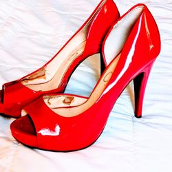 Jessica Simpson Cherry Red Women's Patent Leather Pumps Heels Size 8