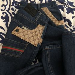 GUCCI Jeans 36W 31L Made In Italy ~ Designer ~ GUCCI Monogram GG