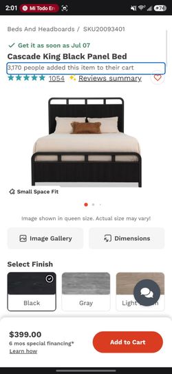 Cascade King Black Panel Bed