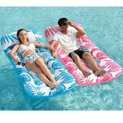 Inflatable Pool Float Lounge - 2 Pack Floaties Rafts for Adults Floating Lounger Sun Tanning Floats Cool Water Floaty Swimming Lake Beach Party Toys 