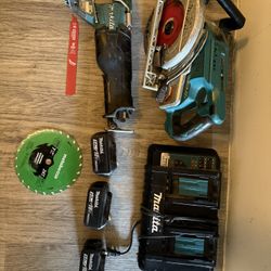 Makita circular saw, sawzall, 3 battery 5.0
