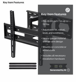 Full Motion TV Mount for 26-65”