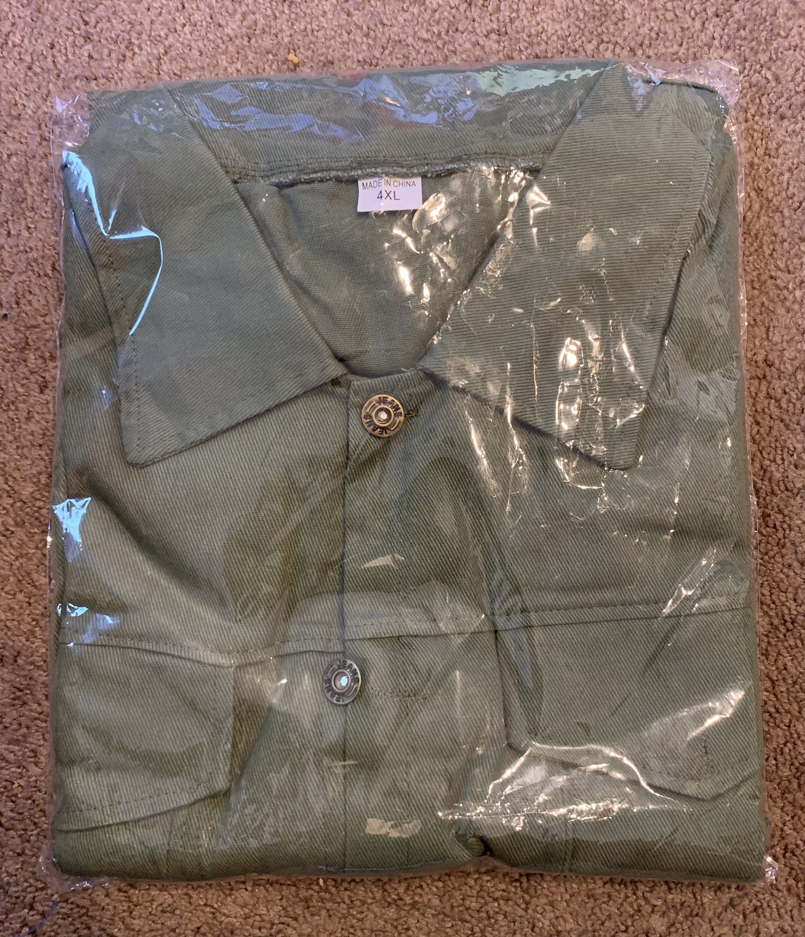 Men’s Premium Faded Denim 2XL Cotton Jean Button Up Green Jacket Casual Tops 4XL