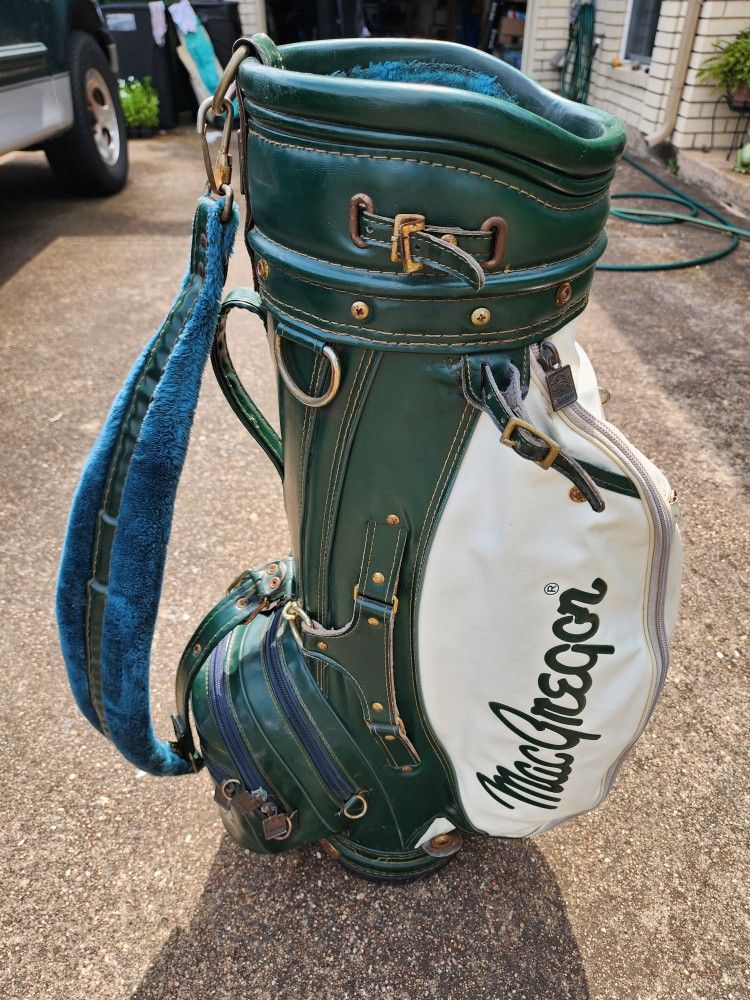 Vintage MacGregor Tour Golf Cart Bag 3-Way Green White